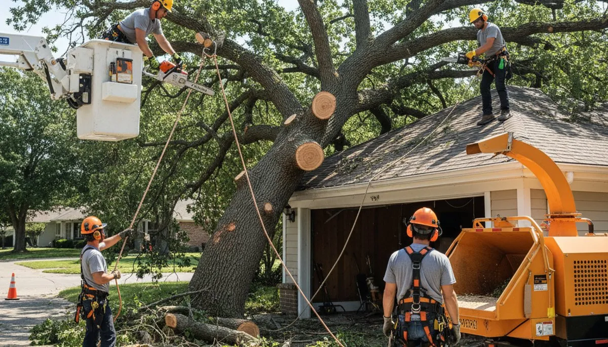 Emergency tree service crew removing storm-damaged tree in Troy, NY