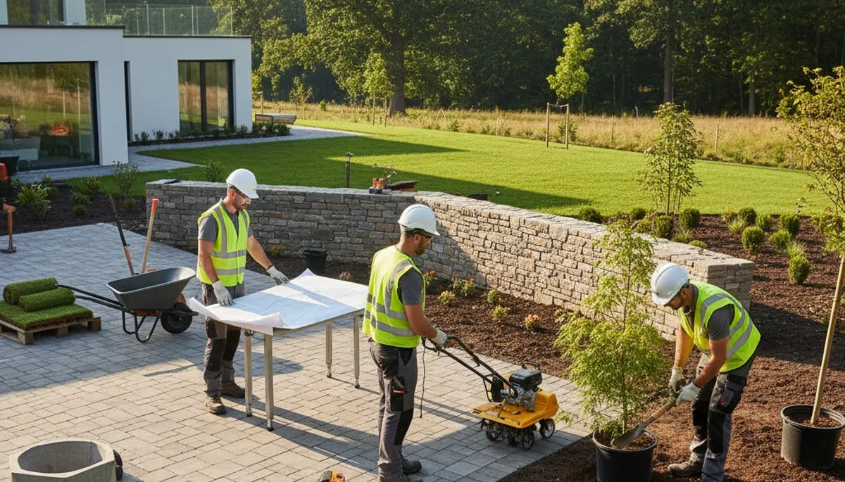 Landscape design for a Troy, NY tree service property with a polished, customized outdoor layout