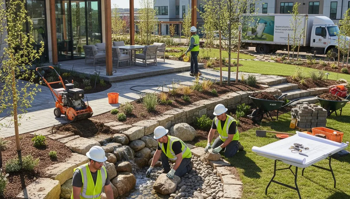 Landscape design for Troy, NY tree service property with polished outdoor planning features