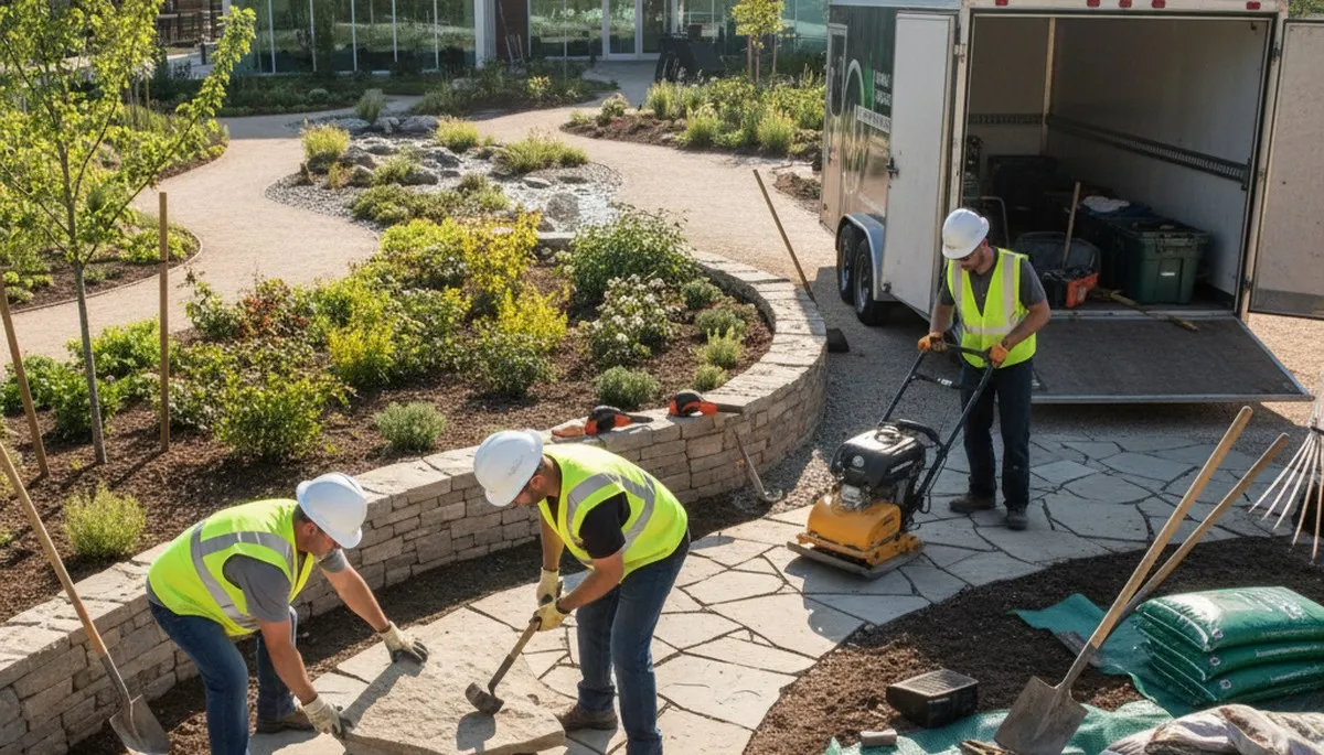 Landscape design for a Troy, NY tree service project with a polished outdoor yard layout