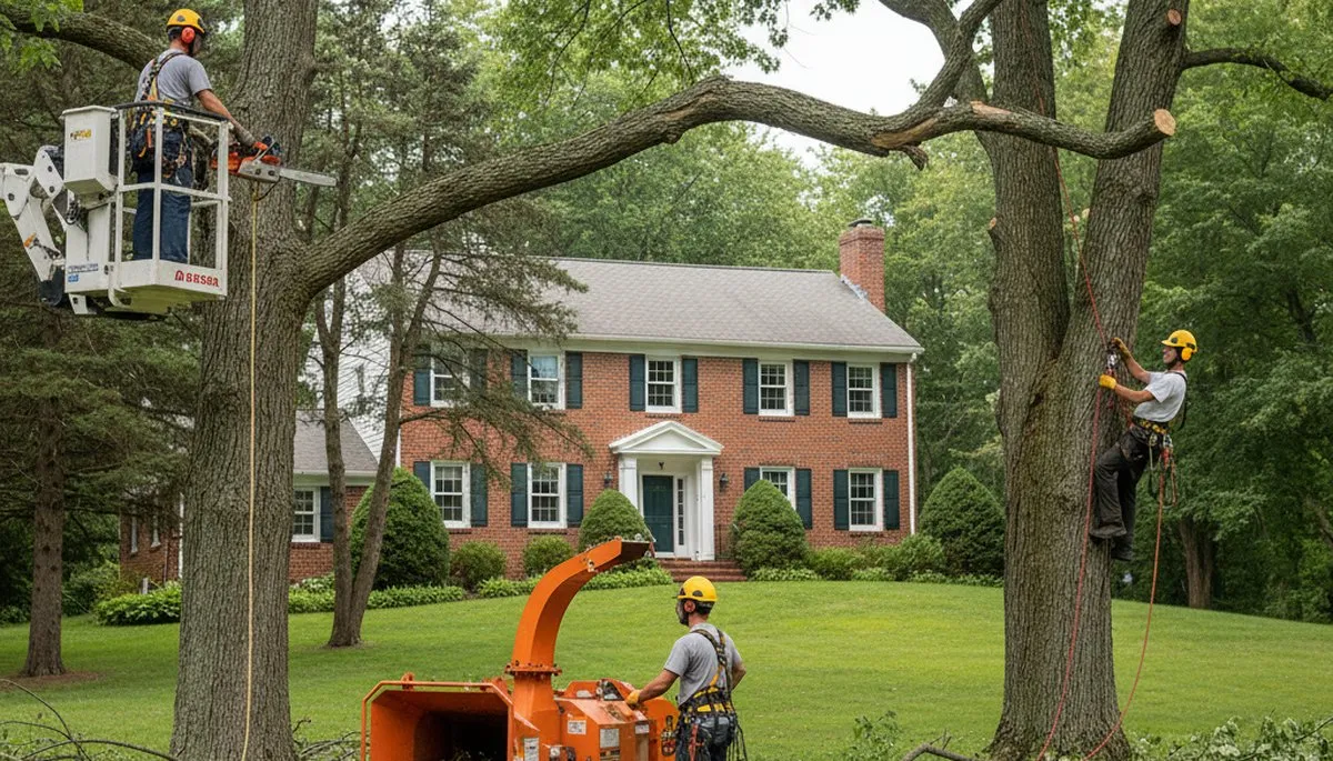 Tree service crew providing tree removal and trimming in Troy, NY
