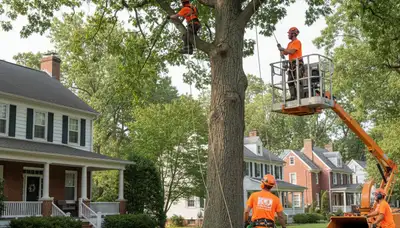 Tree service crew in Troy, NY handling professional tree trimming and removal services